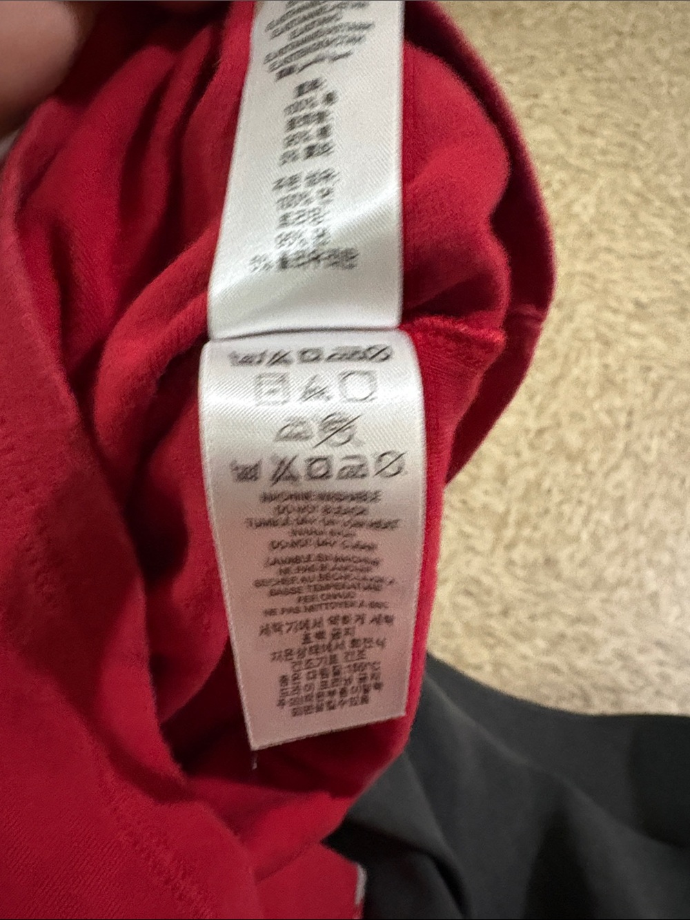 Burberry Girls Red Long-Sleeve Tee with Plaid Cuff - Picture 6 of 7